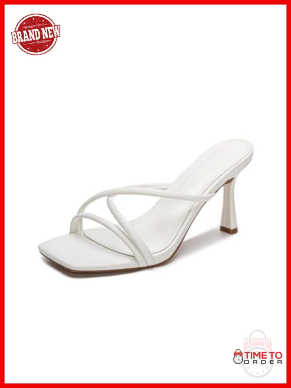 Square Open Toe Strappy Slip On Kitten Heel Sandals